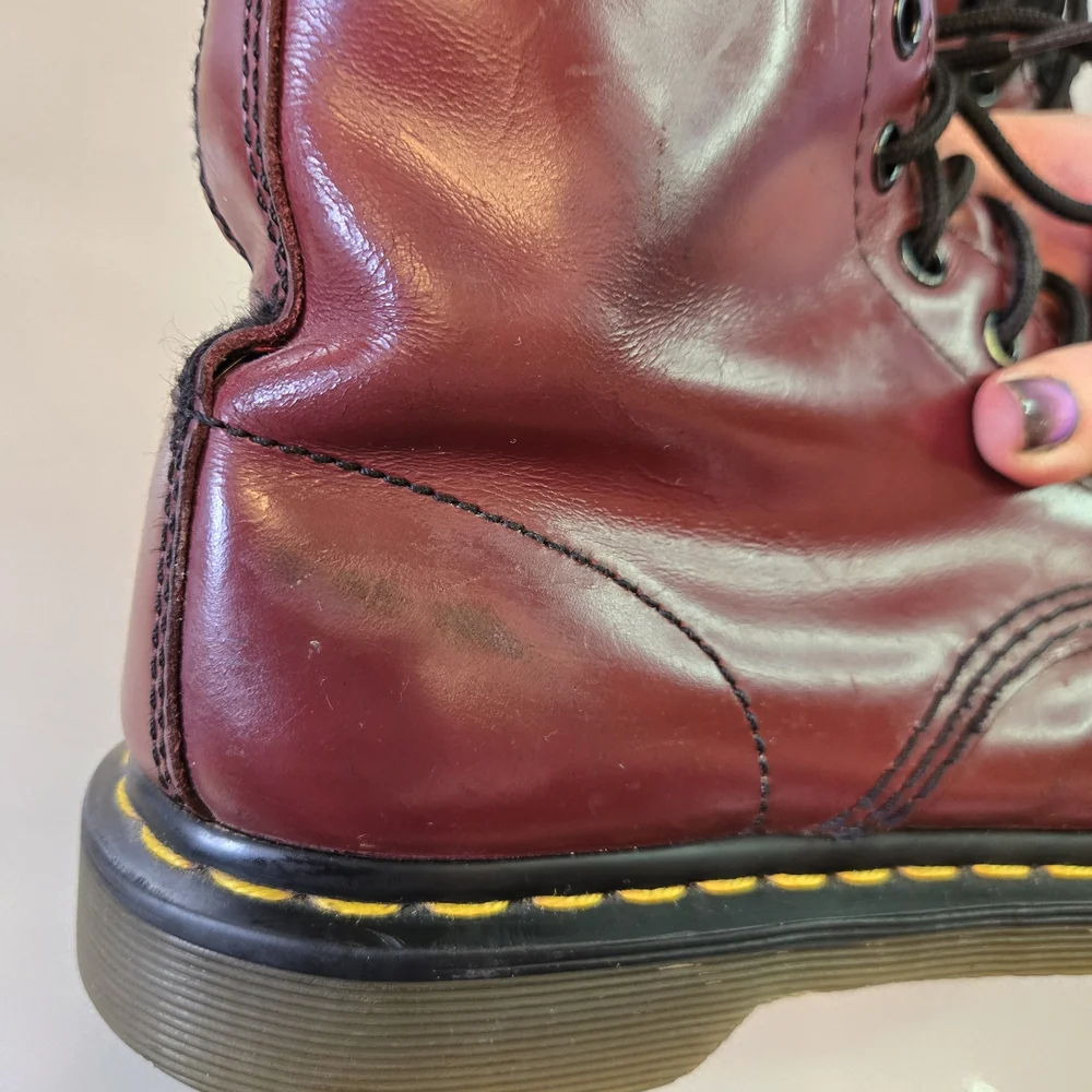 Dr. Martens Doc Martens Burgundy Leather 1460 Grunge Combat Boots 8 11821 - Picture 9 of 16
